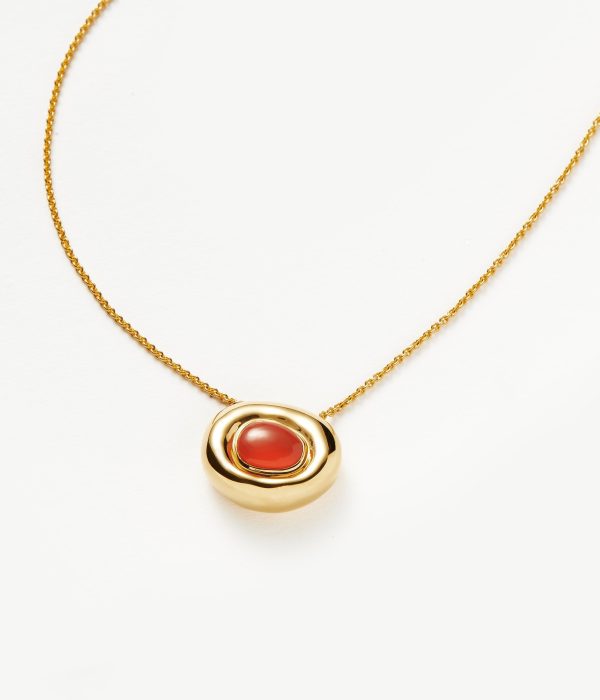 Molten Gemstone Doughnut Pendant Necklace | 18ct Gold Vermeil/Orange Chalcedony - 图片 4