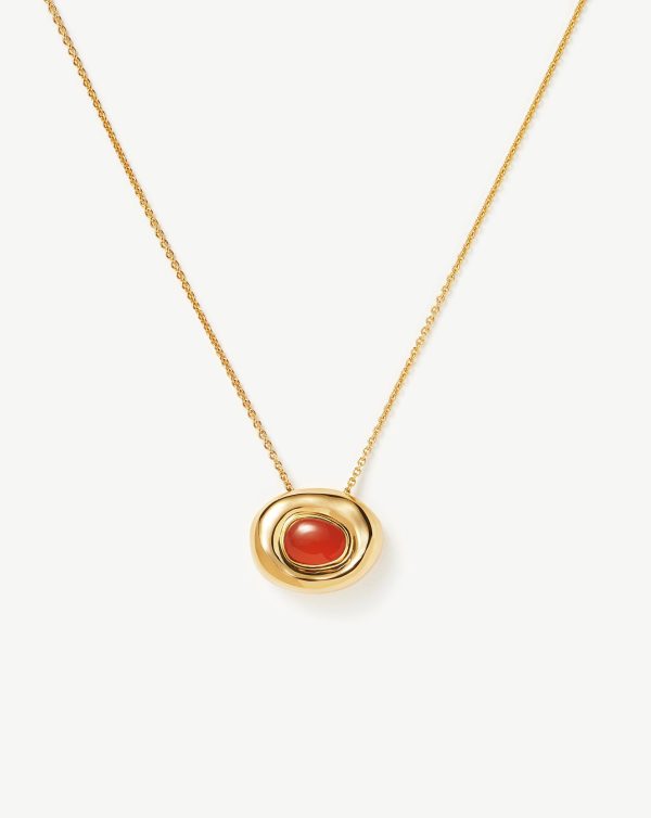 Molten Gemstone Doughnut Pendant Necklace | 18ct Gold Vermeil/Orange Chalcedony