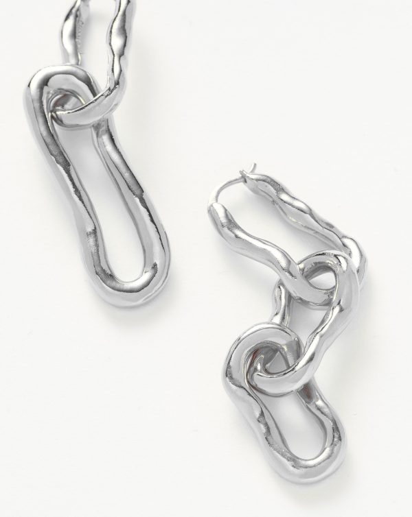 Molten Ovate Mismatch Hoop Earrings - 图片 4