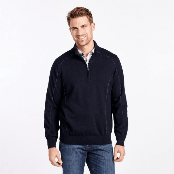 Men's 1/4 Zipper Exquisite Minor Fault Fleece Sweatshirt - 图片 2