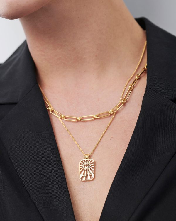 Open Your Mind Tag Pendant Chain Necklace - 图片 2