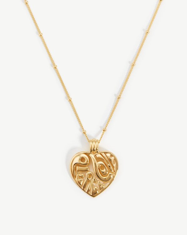 Peace & Love Heart Pendant Chain Necklace | 18ct Gold Vermeil