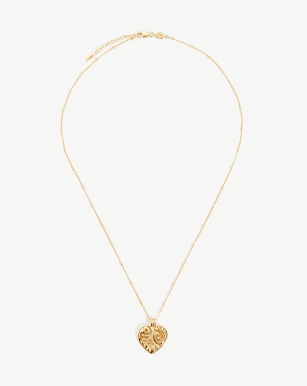 Peace & Love Heart Pendant Chain Necklace | 18ct Gold Vermeil - 图片 4