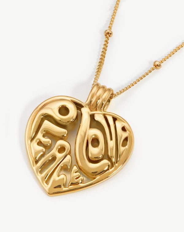 Peace & Love Heart Pendant Chain Necklace | 18ct Gold Vermeil - 图片 5