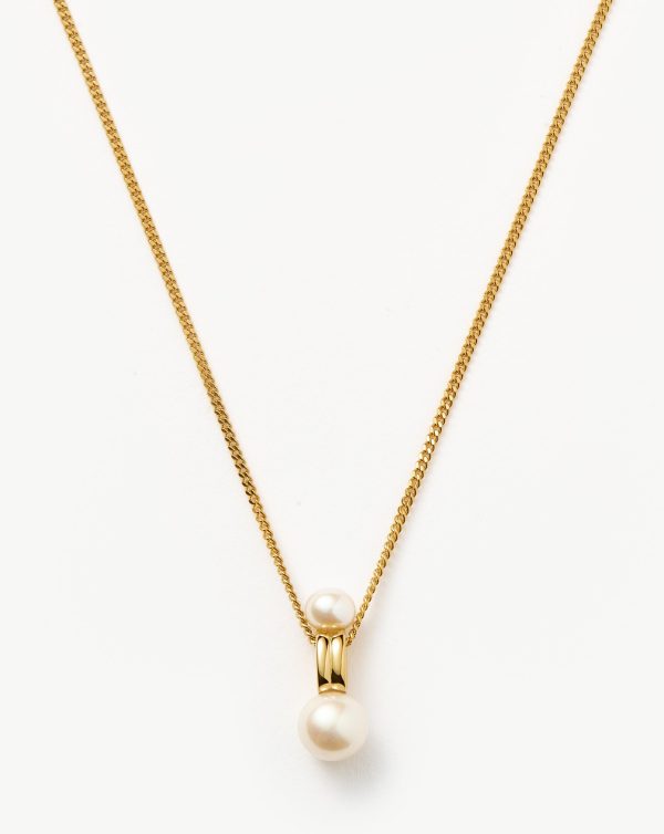 Pearl Ridge Pendant Chain Necklace | 18ct Gold Vermeil/Pearl