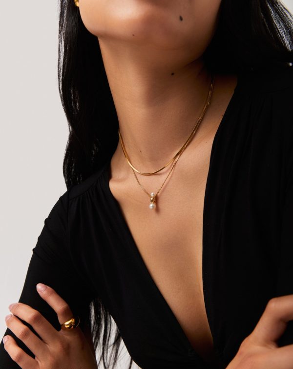 Pearl Ridge Pendant Chain Necklace | 18ct Gold Vermeil/Pearl - 图片 6