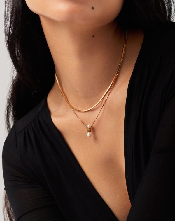 Pearl Ridge Pendant Chain Necklace | 18ct Gold Vermeil/Pearl - 图片 2