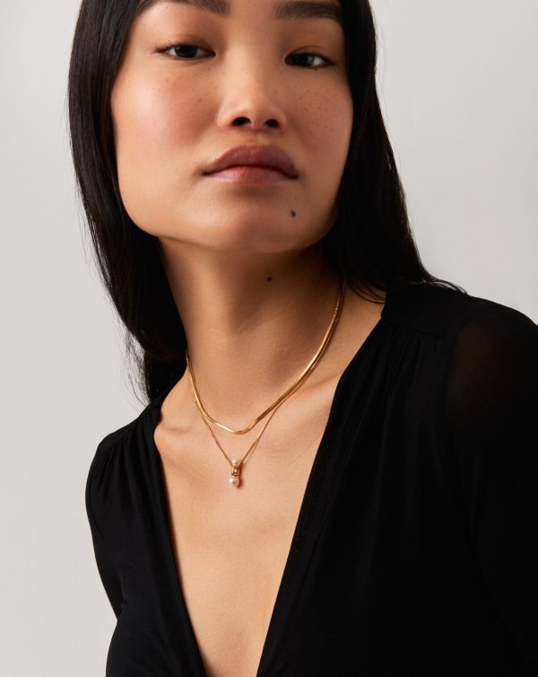 Pearl Ridge Pendant Chain Necklace | 18ct Gold Vermeil/Pearl - 图片 3