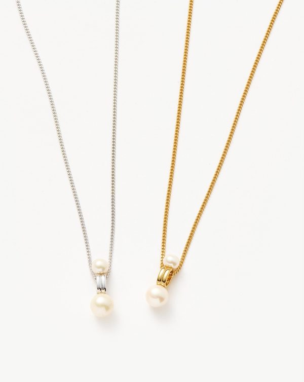 Pearl Ridge Pendant Chain Necklace | 18ct Gold Vermeil/Pearl - 图片 5