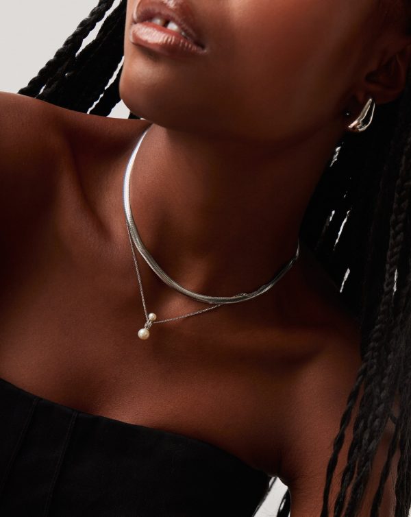 Pearl Ridge Pendant Chain Necklace | Sterling Silver/Pearl - 图片 3