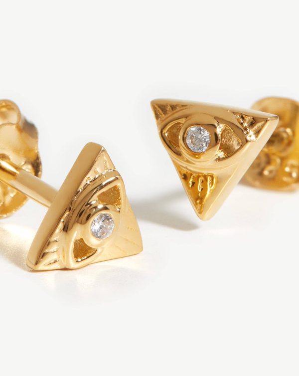 Pyramid Evil Eye Stud Earrings - 图片 4