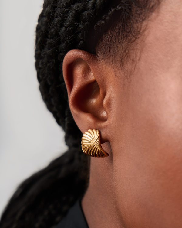 Ripple Stud Earrings | 18ct Gold Plated - 图片 2