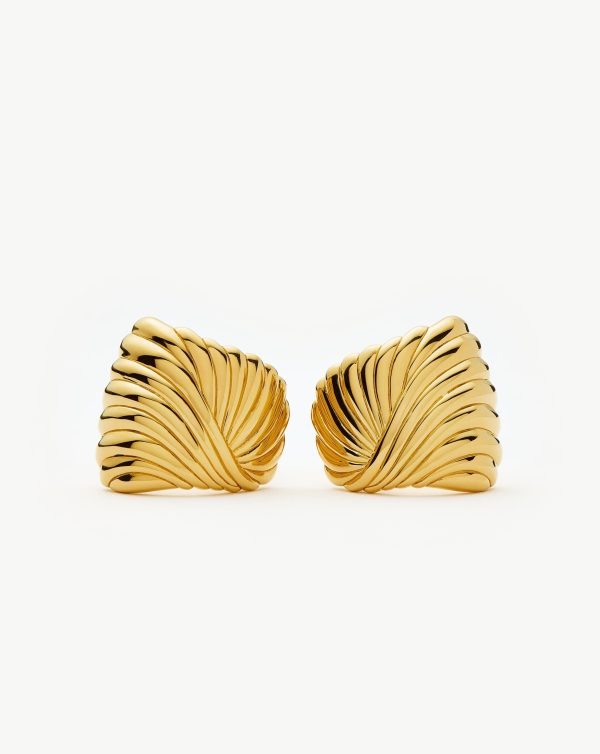 Ripple Stud Earrings | 18ct Gold Plated - 图片 4