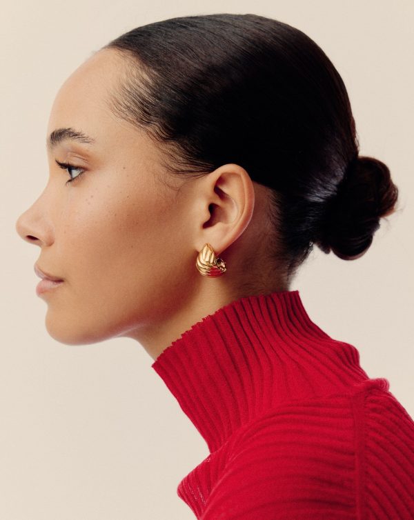 Rouje Lucia Dome Hoop Earrings | 18ct Gold Plated - 图片 2