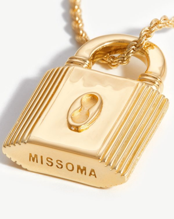 Small Ridge Padlock Necklace | 18ct Gold Plated - 图片 5