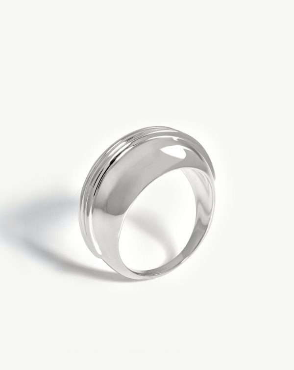 Sphere Domed Ridge Ring | Silver Plated