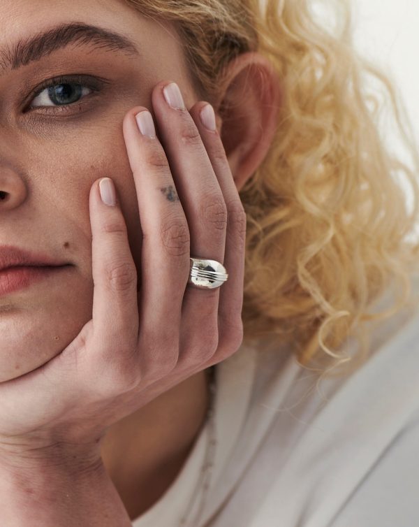 Sphere Domed Ridge Ring | Silver Plated - 图片 3