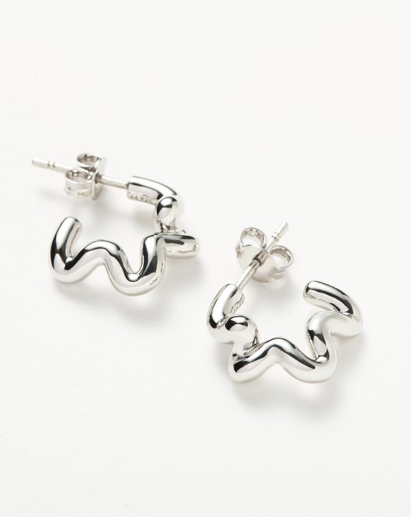 Squiggle Small Hoop Earrings | Sterling Silver - 图片 4