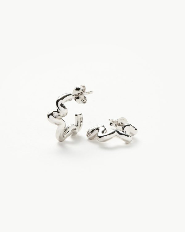 Squiggle Small Hoop Earrings | Sterling Silver