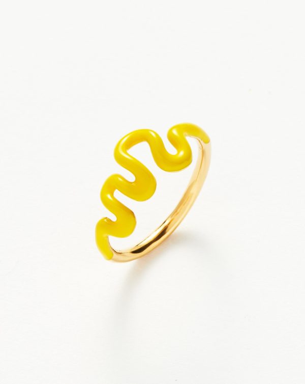 Squiggle Wavy Enamel Stacking Ring | 18ct Gold Vermeil/Lemon Yellow