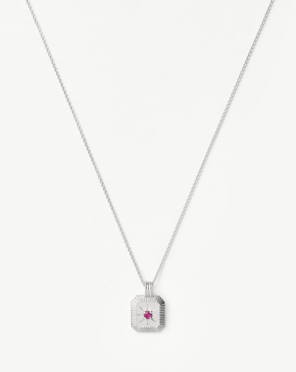 July Birthstone Pendant Necklace | Glass Filled Ruby/July