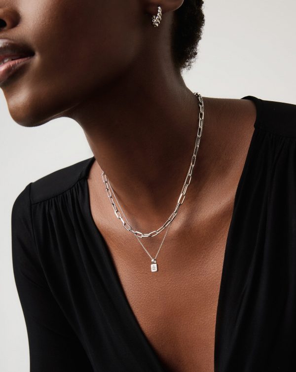 Star Ridge & Paperclip Chain Necklace Set | Silver Plated Cubic Zirconia - 图片 3