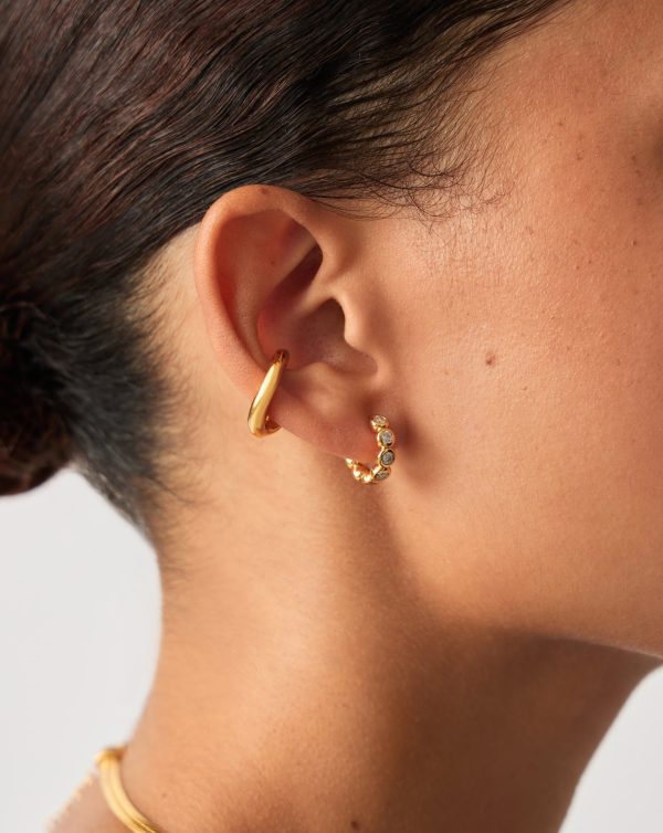 Tennis Small Hoop Earrings| 18ct Gold Vermeil Cubic Zirconia - 图片 6