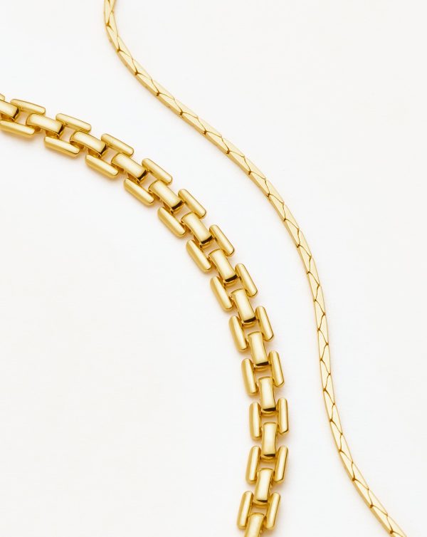 Timepiece & Snake Chain Bracelet Set | 18ct Gold Plated - 图片 2