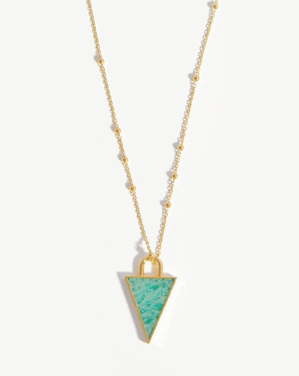 Triangle Pendant Chain Necklace | 18ct Gold Plated/Amazonite