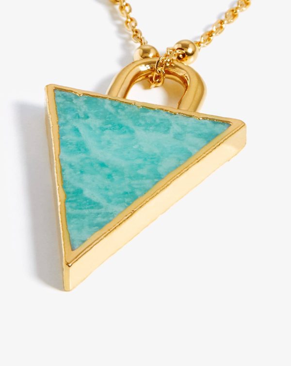 Triangle Pendant Chain Necklace | 18ct Gold Plated/Amazonite - 图片 4