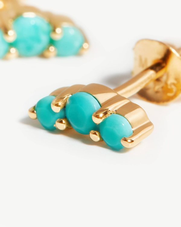 Trio Stud Earrings | 18ct Gold Vermeil/Turquoise - 图片 4