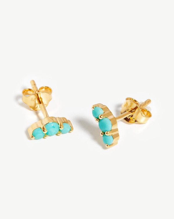 Trio Stud Earrings | 18ct Gold Vermeil/Turquoise