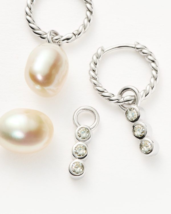 Twisted Pearl & Drop Hoop Earring Set | 18ct Sterling Silver/Pearl - 图片 5